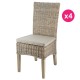 Lot de 4 Chaises en Demi Kubu Pieds Teck Teinté Lin KosyForm