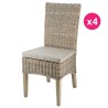 Lot de 4 Chaises en Demi Kubu Pieds Teck Teinté Lin KosyForm