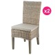 Lot de 2 Chaises en Demi Kubu Pieds Teck Teinté Gris KosyForm