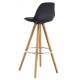 Lot de 2 Chaises de Bar Haute Noire Piétement Chêne KosyForm