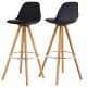 Lot de 2 Chaises de Bar Haute Noire Piétement Chêne KosyForm