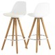 Lot de 2 Chaises Plan de Travail Blanche Piétement Chêne KosyForm
