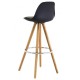 Lot de 4 Chaises de Bar Haute Noire Piétement Chêne KosyForm