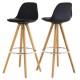 Lot de 4 Chaises de Bar Haute Noire Piétement Chêne KosyForm