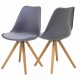 Lot de 4 Chaises Grise Piétement Chêne KosyForm