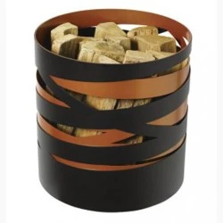 Rangement à Bois Ruban Noir Givré et Cuivre Dixneuf Design
