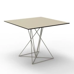 Table Faz Vondom Ecru Piètement Inox 80x80xH72