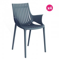 Conjunto de 4 poltronas Vondom Ibiza com apoios de braço Azul Marinho