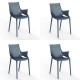 Lot de 4 Fauteuils Vondom Ibiza avec accoudoirs Bleu marine