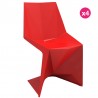 Set van 4 Vondom Voxel Futuristische Rode Stoelen