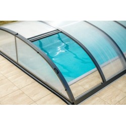 Refugio de piscina en aluminio antracita y policarbonato 430 x 854 x 84