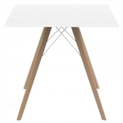 Dining Table Vondom Faz Wood Tray 80 White Square and Natural Oak Feet