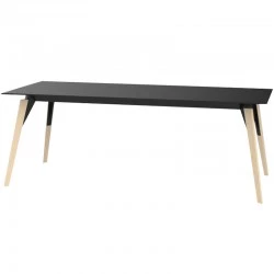 Table Vondom Faz Wood Plateau 200X90 Noir et Pieds Chêne Blanchis