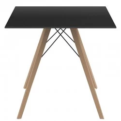 Vondom Faz Wood Platte 80 Carre Schwarz und Fuß Eiche Natur