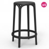 Set van 4 hoge krukken Brooklyn Vondom zithoogte 66 zwart
