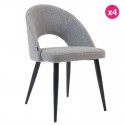 Lot de 4 Chaises avec dossier ergonomique et tissu gris clair pieds noirs KosyForm