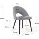 Lot de 4 Chaises avec dossier ergonomique et tissu gris clair pieds noirs KosyForm