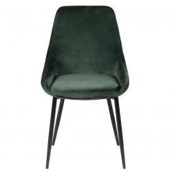 Conjunto de veludo de refeição 4 cadeiras verde com Base de Metal preto Kari KosyForm