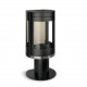 Ronde houtkachel Ferlux Panoramic 8 kW op centrale standaard