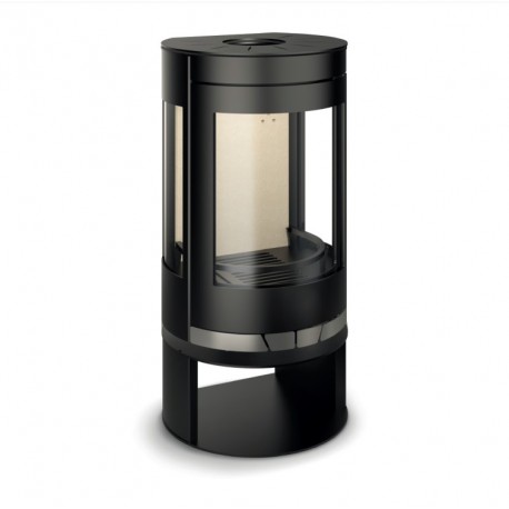 Round Wood Stove Ferlux Panoramic 8 kW on Central Stand