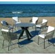 Set tavolo da pranzo e 6 poltrone Valonia Antracite con sedie in corda grigio Hevea