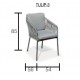 Set mesa de comedor y 6 sillones Valonia Antracita con sillas de cuerda gris Hevea