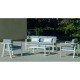 Salon de jardin Sofa Azores-8 Finition Blanc Tissus Gris Clair 5 places Hevea
