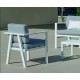 Salon de jardin Sofa Azores-8 Finition Blanc Tissus Gris Clair 5 places Hevea
