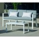 Salon de jardin Sofa Azores-8 Finition Blanc Tissus Gris Clair 5 places Hevea