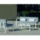 Salon de jardin Sofa Azores-8 Finition Blanc Tissus Gris Clair 5 places Hevea