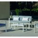Salon de jardin Sofa Azores-8 Finition Blanc Tissus Gris Clair 5 places Hevea