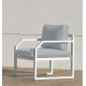 Muebles de jardín Geneva-7 Aluminio Blanco Tejidos Gris Claro 4 plazas Hevea