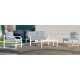 Muebles de jardín Geneva-7 Aluminio Blanco Tejidos Gris Claro 4 plazas Hevea