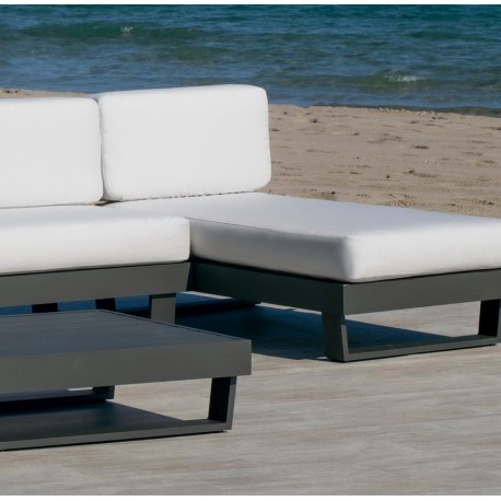 Garden furniture Angle Menfis-99 Aluminuim Anthracite Fabrics Alba Crudo 4 to 6 places Hevea