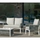 Mobili da giardino Geneva-7 Alluminio Bianco Grigio chiaro tessuti 4 posti Hevea
