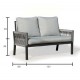Muebles de jardín Geneva-7 Aluminio Blanco Tejidos Gris Claro 4 plazas Hevea