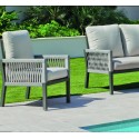 Muebles de jardín Habana -7 Aluminio Blanco Cuerda Gris 4 plazas Hevea