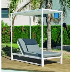 Lit à baldaquin de jardin Texas Aluminium Blanc 1 places Hevea
