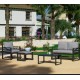 Tuinmeubelen Piave-7 Aluminium Antraciet en donkergrijze stoffen 4 plaatsen Hevea