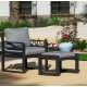 Tuinmeubelen Piave-7 Aluminium Antraciet en donkergrijze stoffen 4 plaatsen Hevea