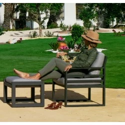 Garden furniture Piave-9-D Aluminium Anthracite and light grey fabrics 4 seater Hevea