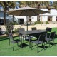 Tuinmeubelen Parasol met uitschuifbare tafel HPL130-180 Palma Aluminium Antraciet en 6 Hevea Stoelen