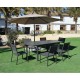 Tuinmeubelen Parasol met uitschuifbare tafel HPL130-180 Palma Aluminium Antraciet en 6 Hevea Stoelen