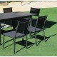 Tuinmeubelen Parasol met uitschuifbare tafel HPL130-180 Palma Aluminium Antraciet en 6 Hevea Stoelen
