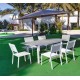 Guarda-sol para móveis de jardim com mesa extensível HPL130-180 Palma Alumínio Branco e 6 Cadeiras Hevea