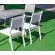 Guarda-sol para móveis de jardim com mesa extensível HPL130-180 Palma Alumínio Branco e 6 Cadeiras Hevea