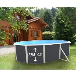 Piscina fuori terra TOI Magnum ovale 550x366xH132 Antracite con scaletta di sicurezza