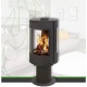 Trocador de Calor Redondo a Lenha NovaStove Orso 8kW 3 Lados Vidrados com suporte