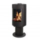 Poêle à Bois Rond échangeur thermique France Turbo Maura 7kW avec support